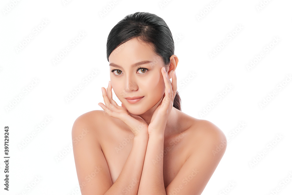 Beautiful young asian woman with clean fresh skin on white background, Face care, Facial treatment, Cosmetology, beauty and spa, Asian women portrait Beautiful young asian woman with clean fresh skin on white background, Face care, Facial treatment, Cosmetology, beauty and spa, Asian women portrait