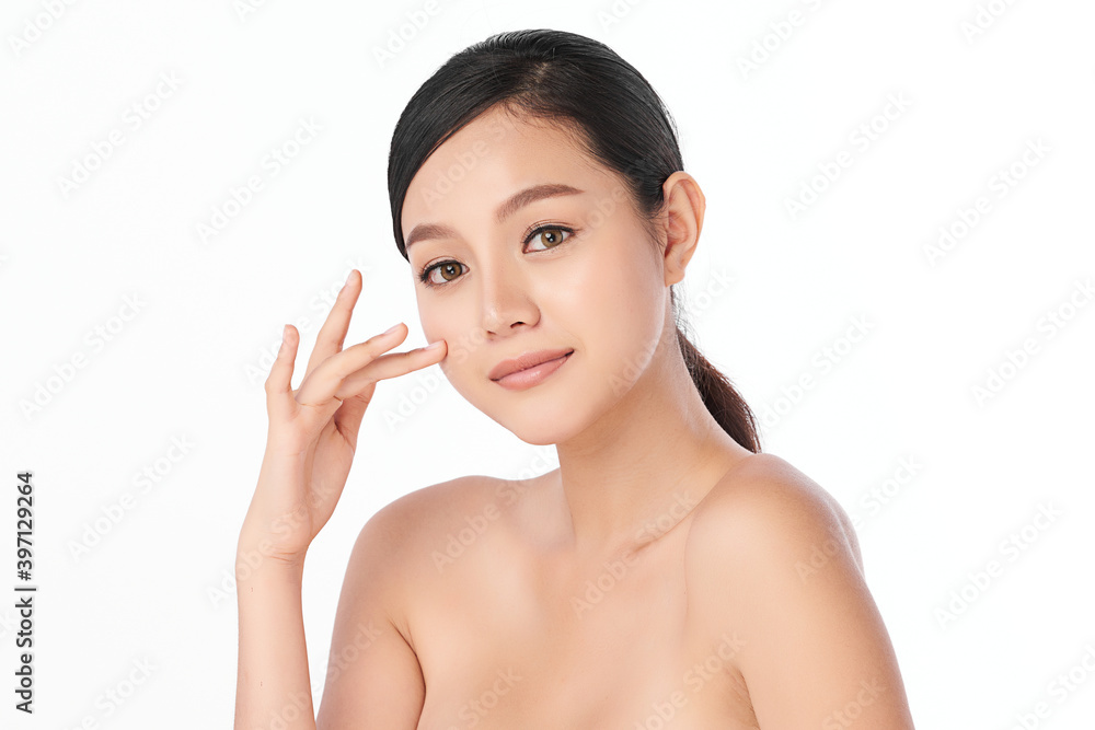 Beautiful young asian woman with clean fresh skin on white background, Face care, Facial treatment, Cosmetology, beauty and spa, Asian women portrait Beautiful young asian woman with clean fresh skin on white background, Face care, Facial treatment, Cosmetology, beauty and spa, Asian women portrait