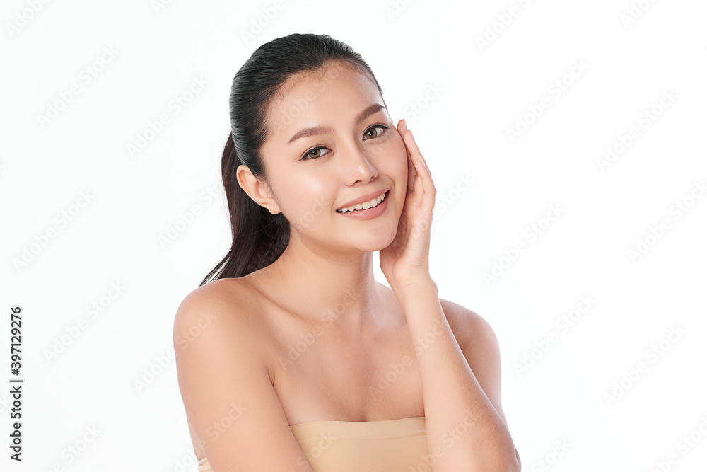 Beautiful young asian woman with clean fresh skin on white background, Face care, Facial treatment, Cosmetology, beauty and spa, Asian women portrait Beautiful young asian woman with clean fresh skin on white background, Face care, Facial treatment, Cosmetology, beauty and spa, Asian women portrait