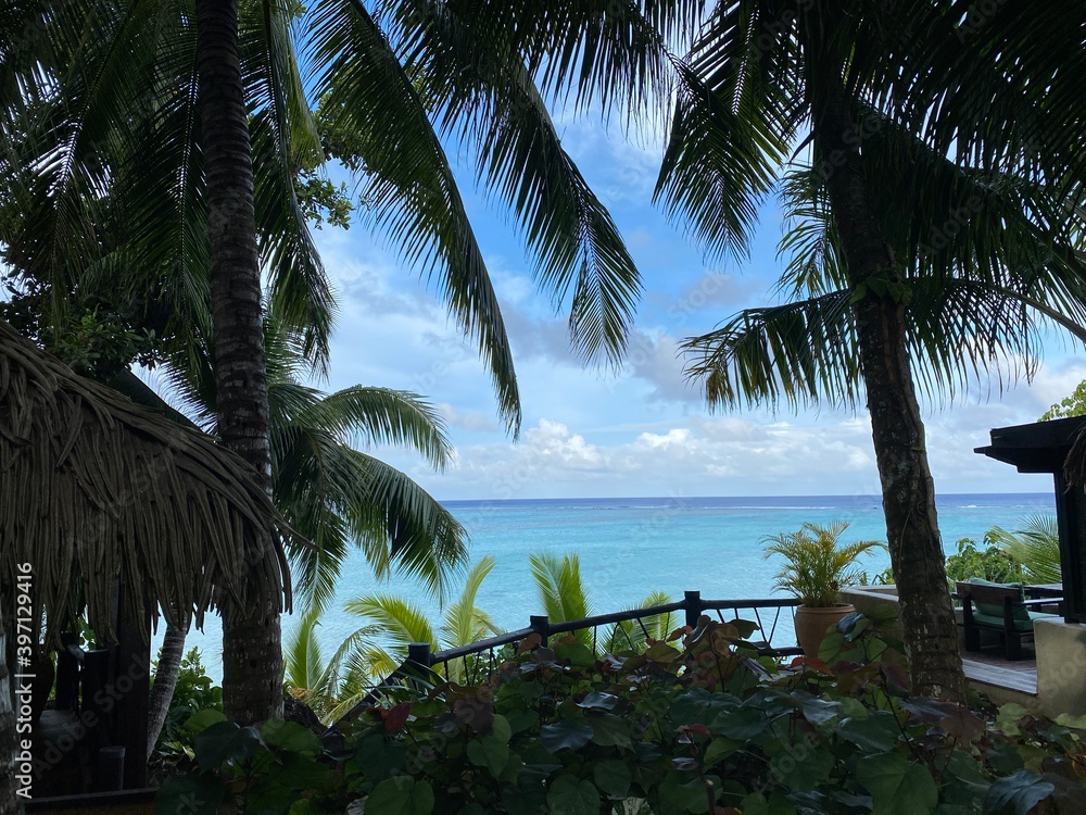 View from the Hotel in Aitutaki, Cook Islands, South Pacific