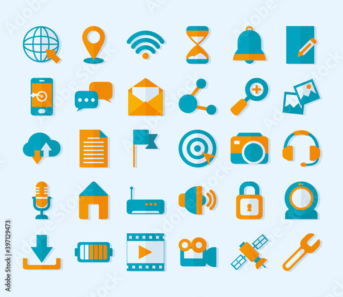 icon set of social media, colorful design