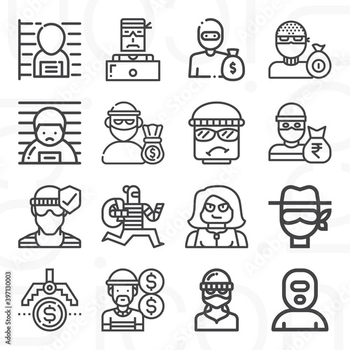 16 pack of stole  lineal web icons set