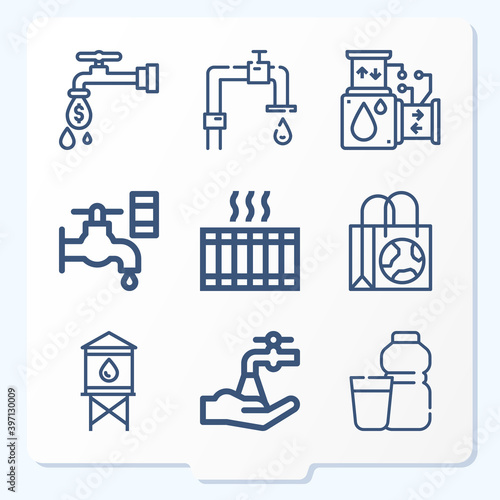Simple set of 9 icons related to urine