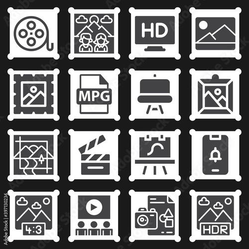 16 pack of documentary  filled web icons set