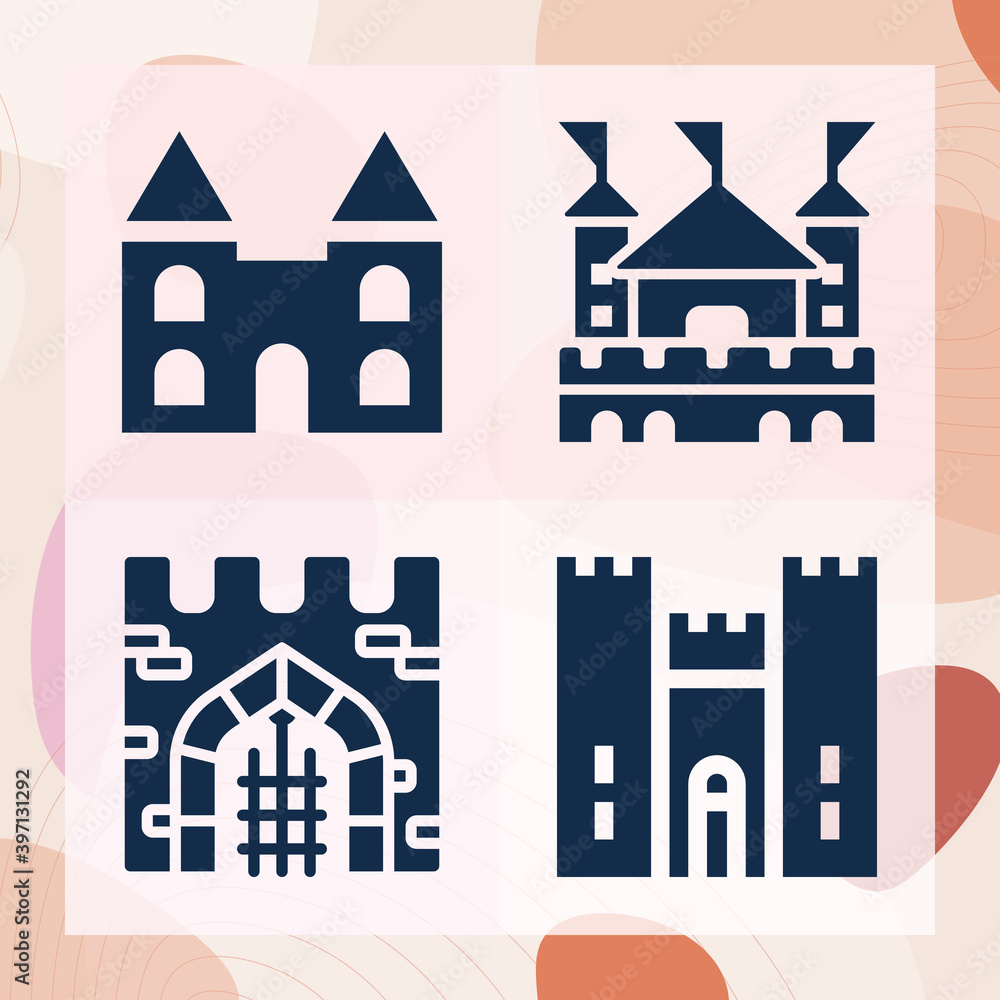 Simple set of fortress related filled icons