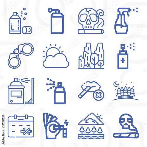 16 pack of mist  lineal web icons set