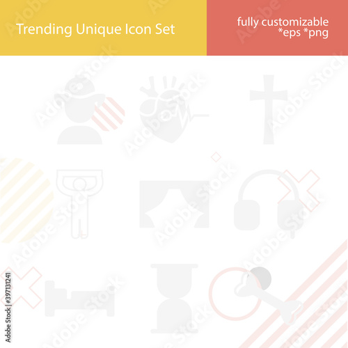 Simple set of belief related filled icons.