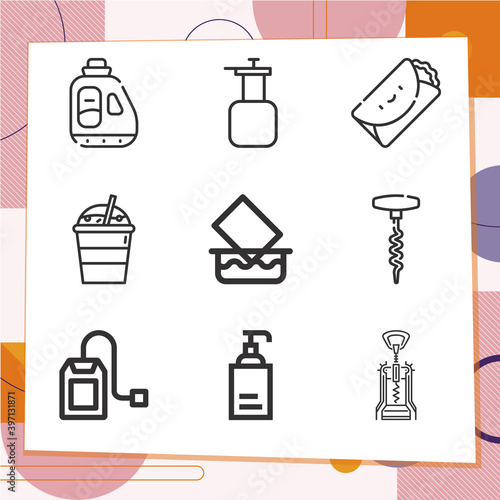 Simple set of 9 icons related to ammonia