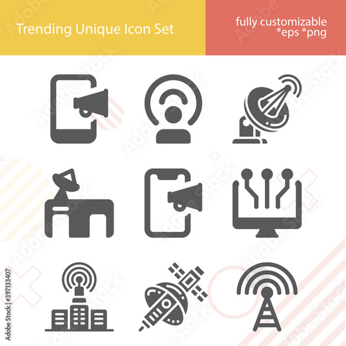 Simple set of diffuse related filled icons.