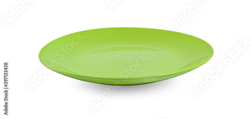 green round plate or dishes isolated on white background