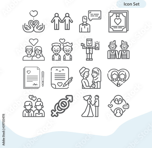Simple set of divorced related lineal icons.