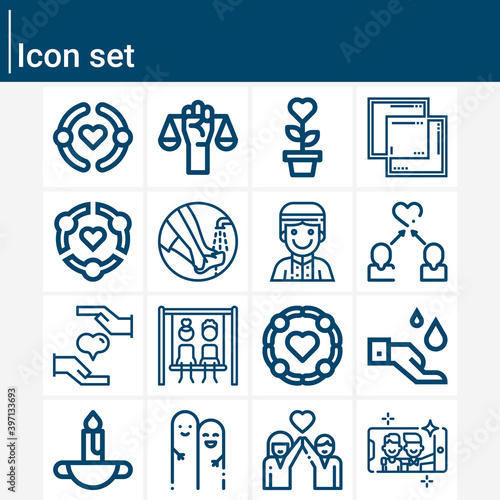 Simple set of brotherhood related lineal icons.