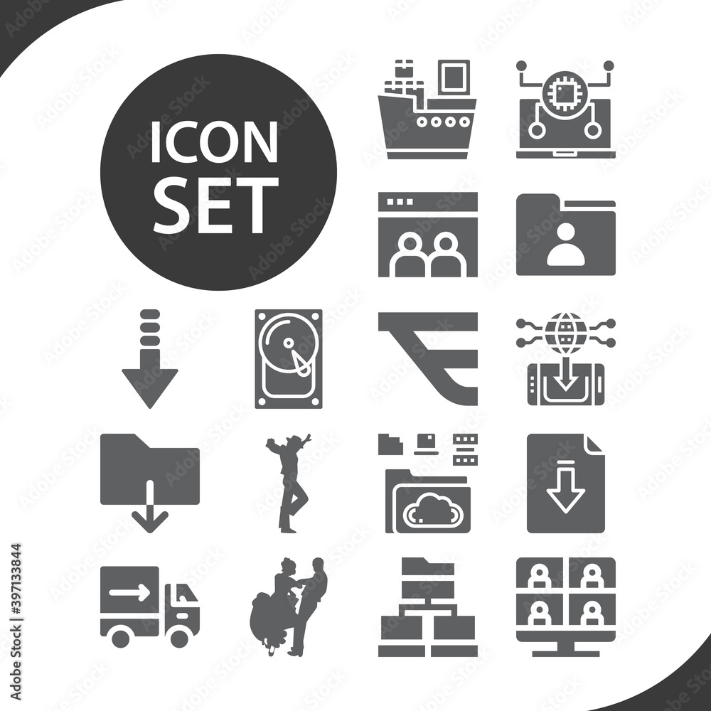 Simple set of moving related filled icons. Simple set of moving related filled icons.