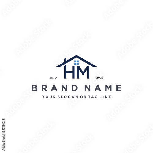letter HM home logo design vector