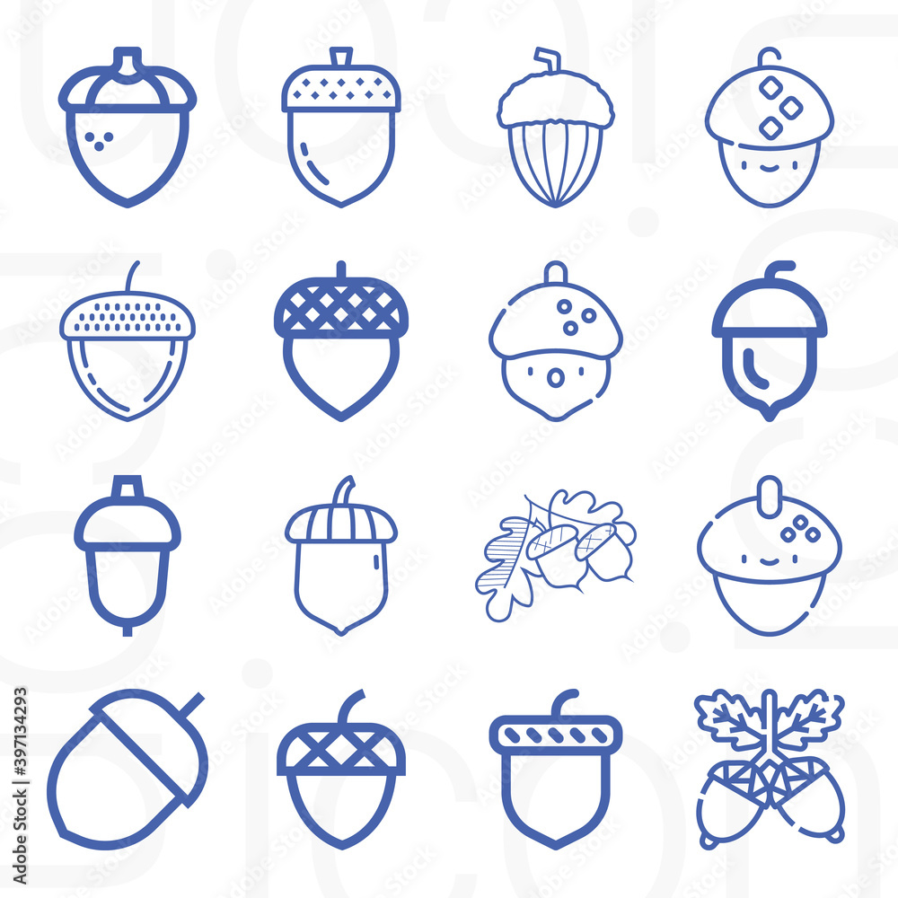 16 pack of acorn lineal web icons set 16 pack of acorn lineal web icons set