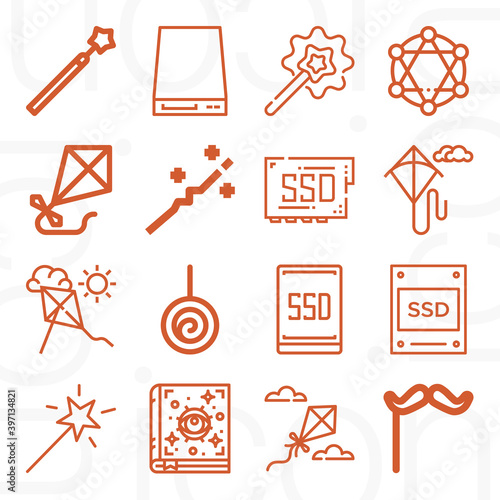16 pack of expressed  lineal web icons set