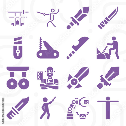 16 pack of weapon system  filled web icons set