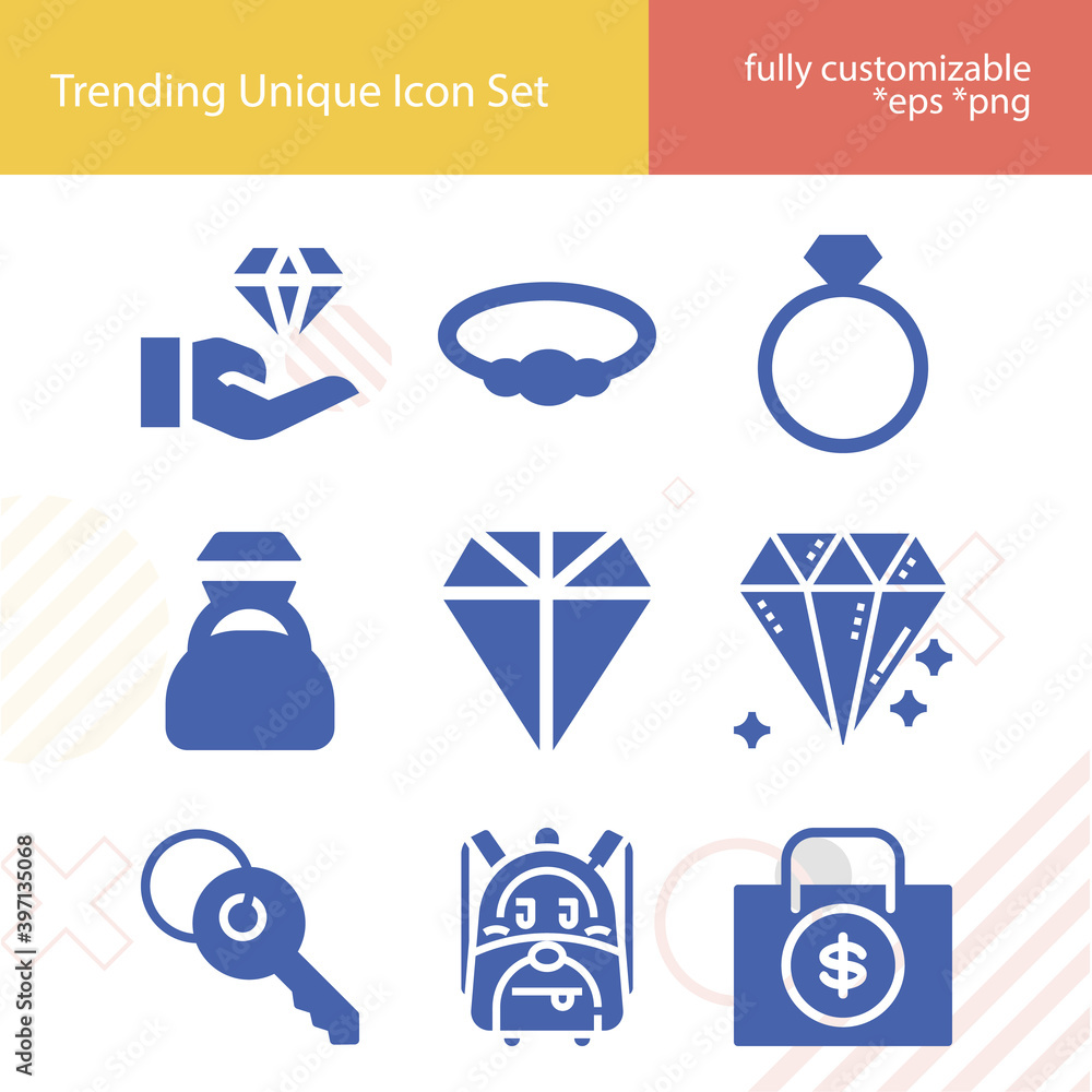 Simple set of diamond related filled icons. Simple set of diamond related filled icons.