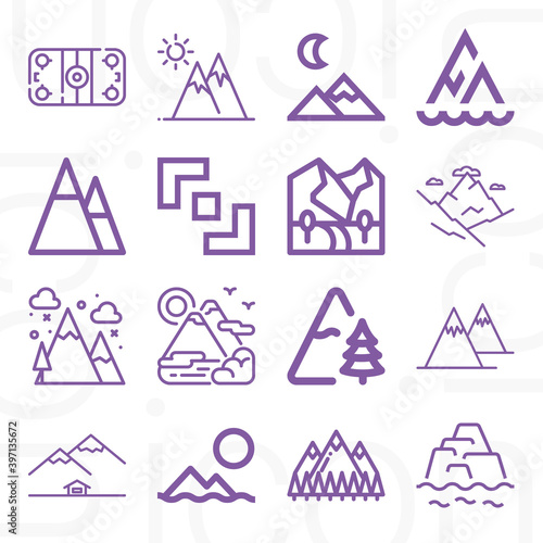 16 pack of glacier  lineal web icons set