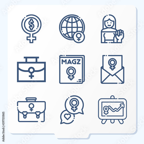 Simple set of 9 icons related to postmodern