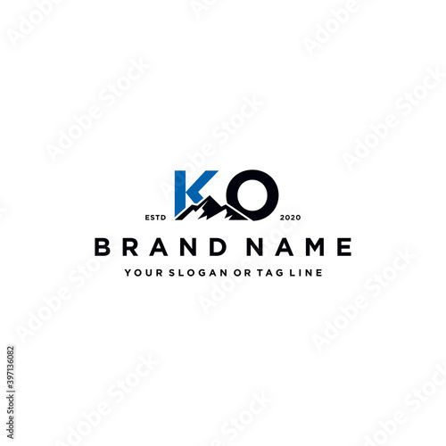 letter KO mountain logo design vector