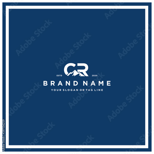 letter CR mountain logo design vector