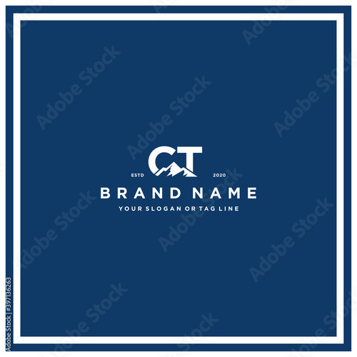 letter CT mountain logo design vector