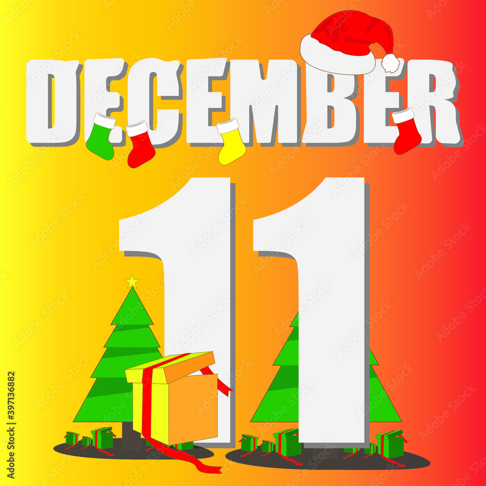 December calendar illustration, complete with decorations