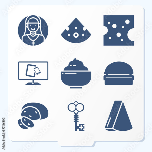 Simple set of 9 icons related to types