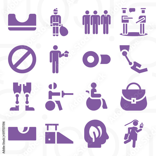 16 pack of handicap  filled web icons set