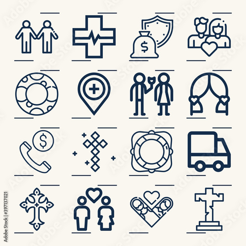 Simple set of span related lineal icons.