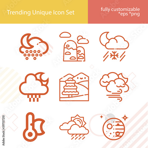 Simple set of atmospheric related lineal icons.