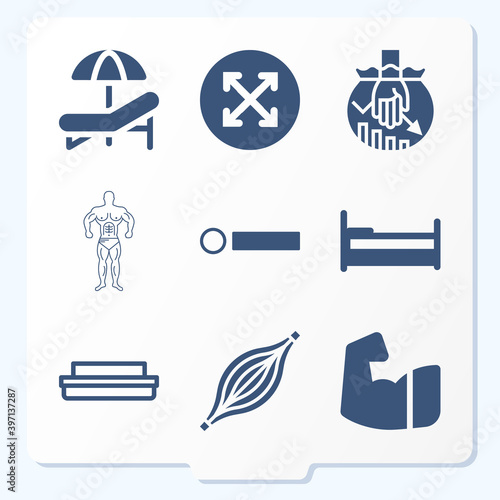 Simple set of 9 icons related to contraction
