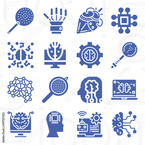 16 pack of unnatural  filled web icons set
