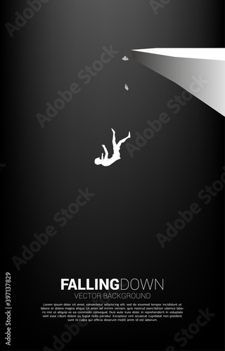 silhouette of businesswoman falling down from the cliff. Concept for fail and accidental business
