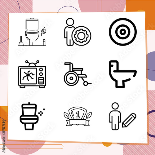 Simple set of 9 icons related to handicap
