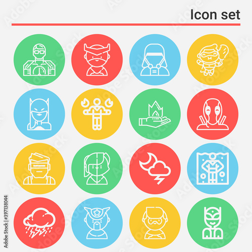 16 pack of violent  lineal web icons set