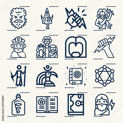 Simple set of zeus related lineal icons.