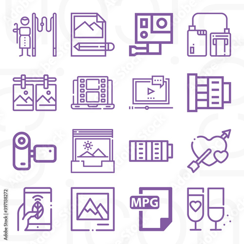 16 pack of camera  lineal web icons set