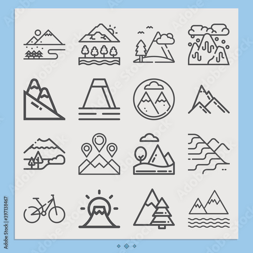 Simple set of alpine related lineal icons.