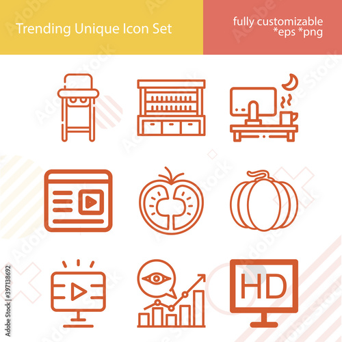 Simple set of advanced related lineal icons.