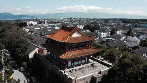 Wallpaper Mural Ancient Nanzhao watchtower, Chinese architecture in Dali old town Yunnan, aerial Torontodigital.ca