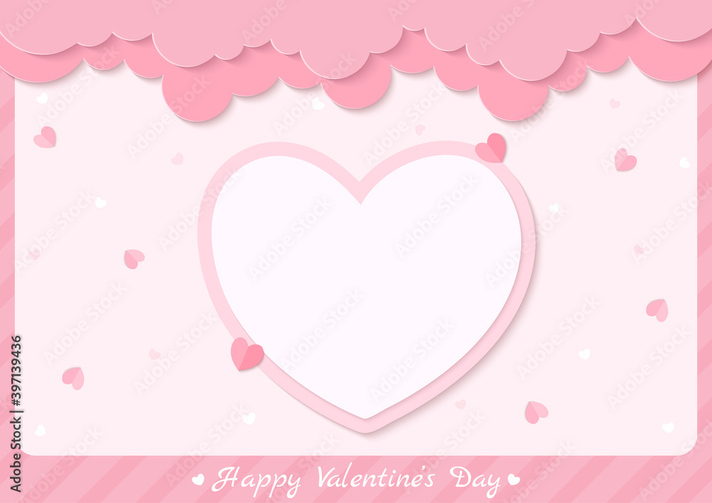 Valentine's card with pink heart and frame