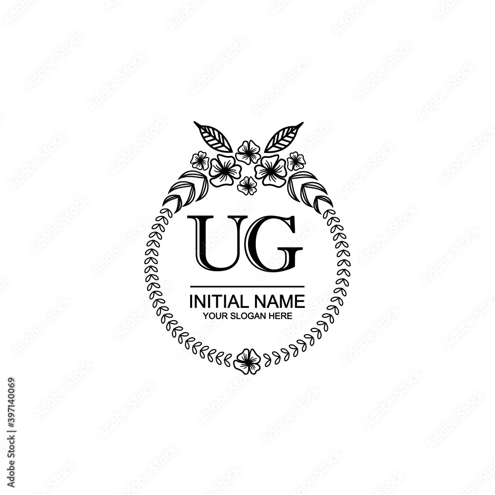 UG Initial handwriting logo template vector UG Initial handwriting logo template vector