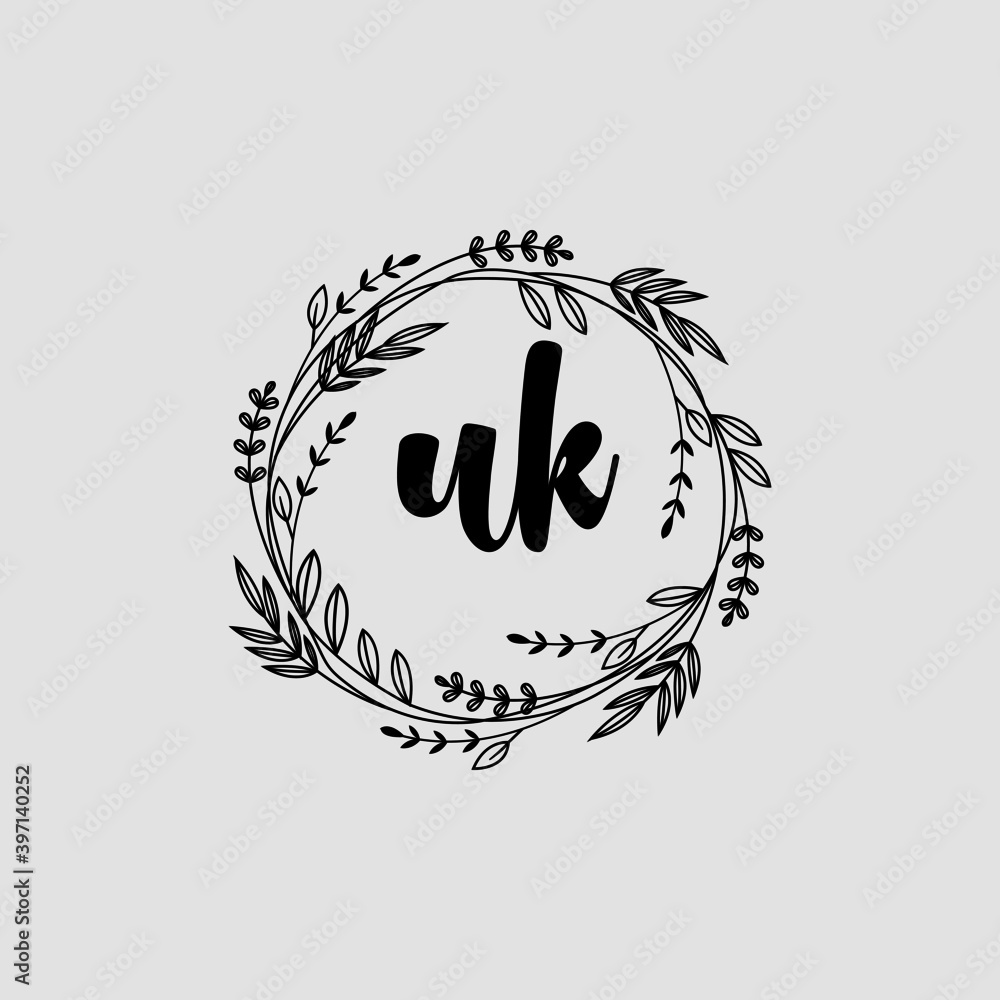 UK Initial handwriting logo template vector UK Initial handwriting logo template vector