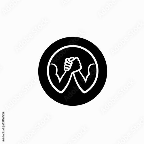 arm wrestle logo with circle concept