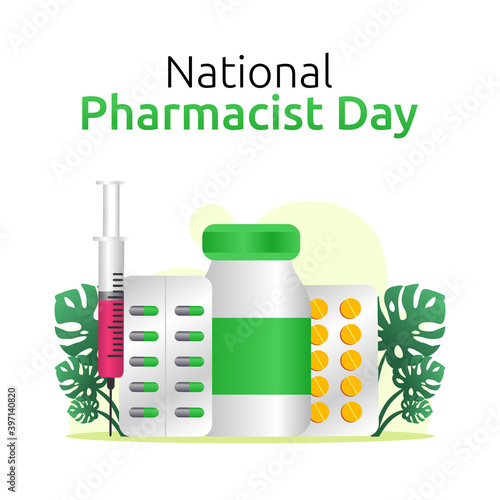 vector graphic of national pharmacist day good for national pharmacist day celebration. flat design. flyer design.flat illustration.