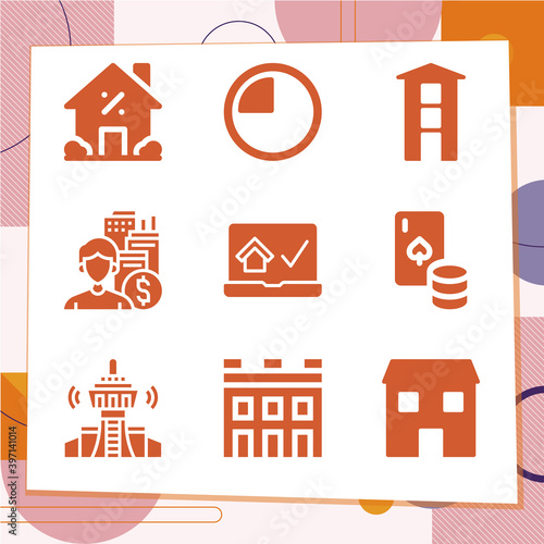 Simple set of 9 icons related to fourth
