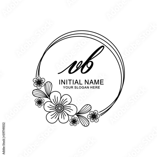VB Initial handwriting logo template vector 