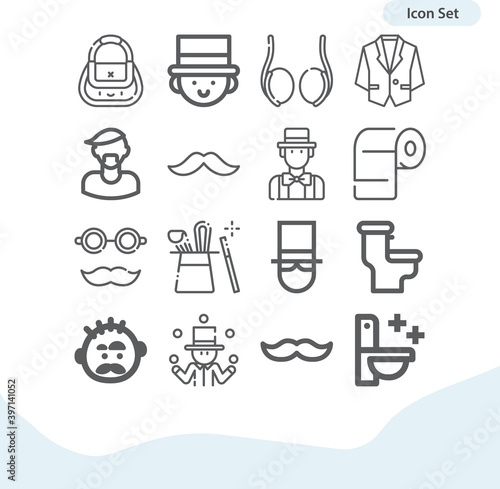 Simple set of manhood related lineal icons.
